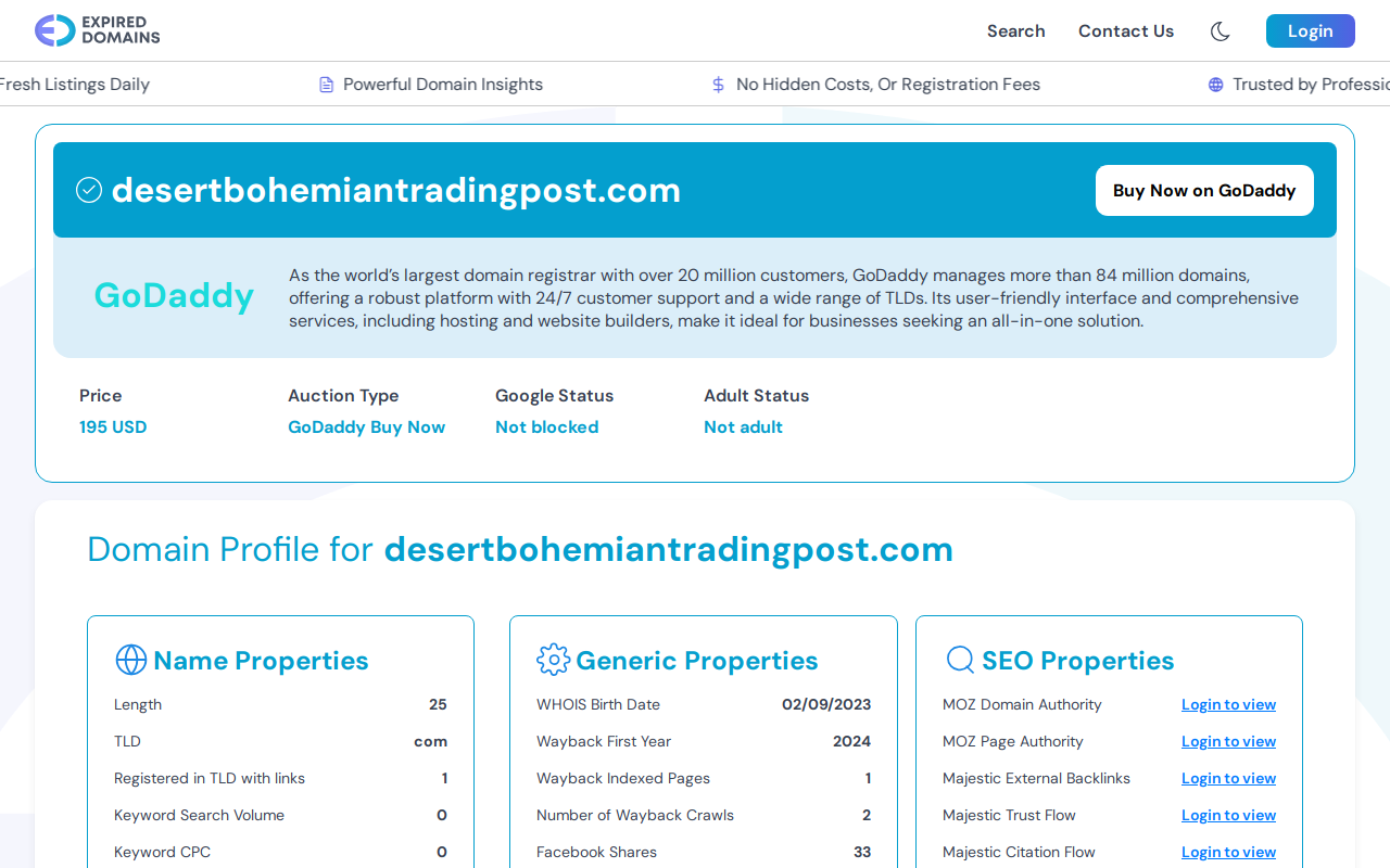 Desert Bohemian Trading Post website preview