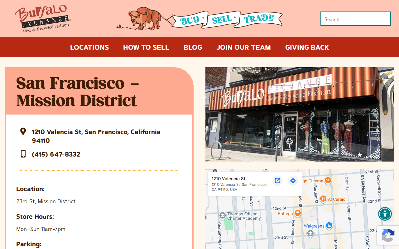 Buffalo Exchange website preview