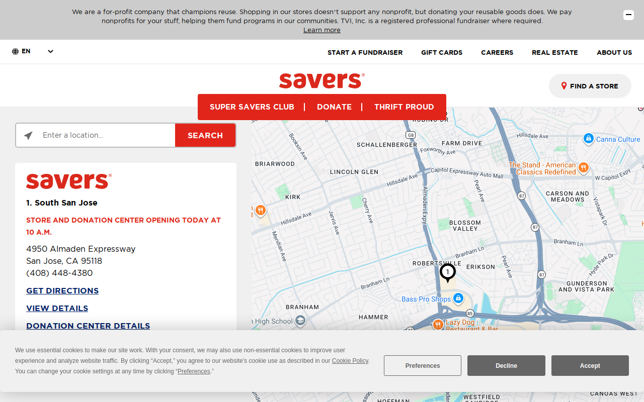 Savers website preview