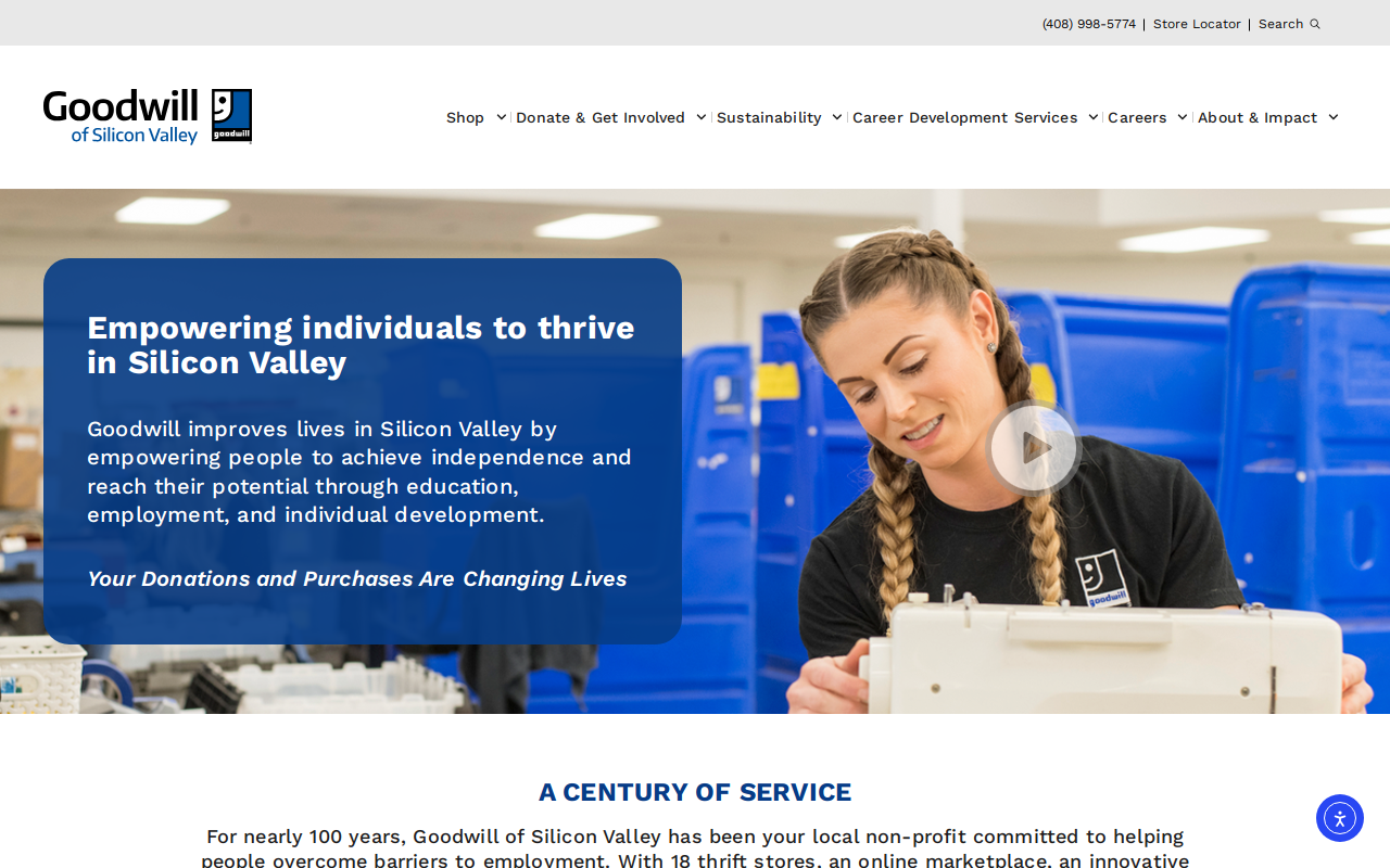 Goodwill of Silicon Valley website preview