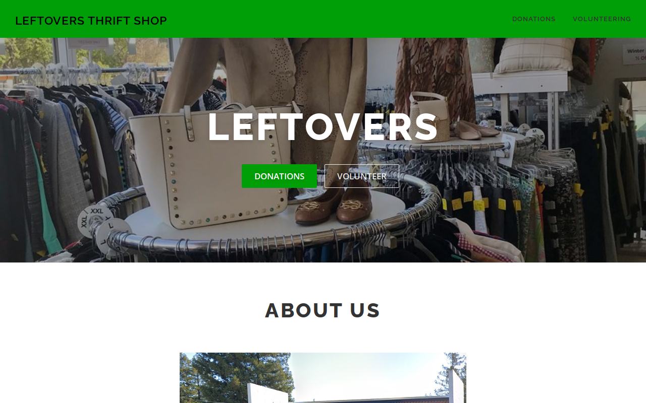 Leftovers Thrift Shop website preview