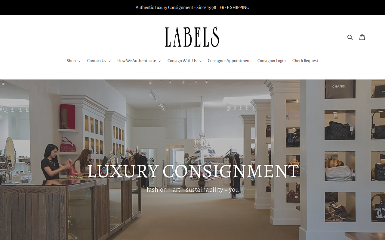 Labels Luxury Consignment website preview