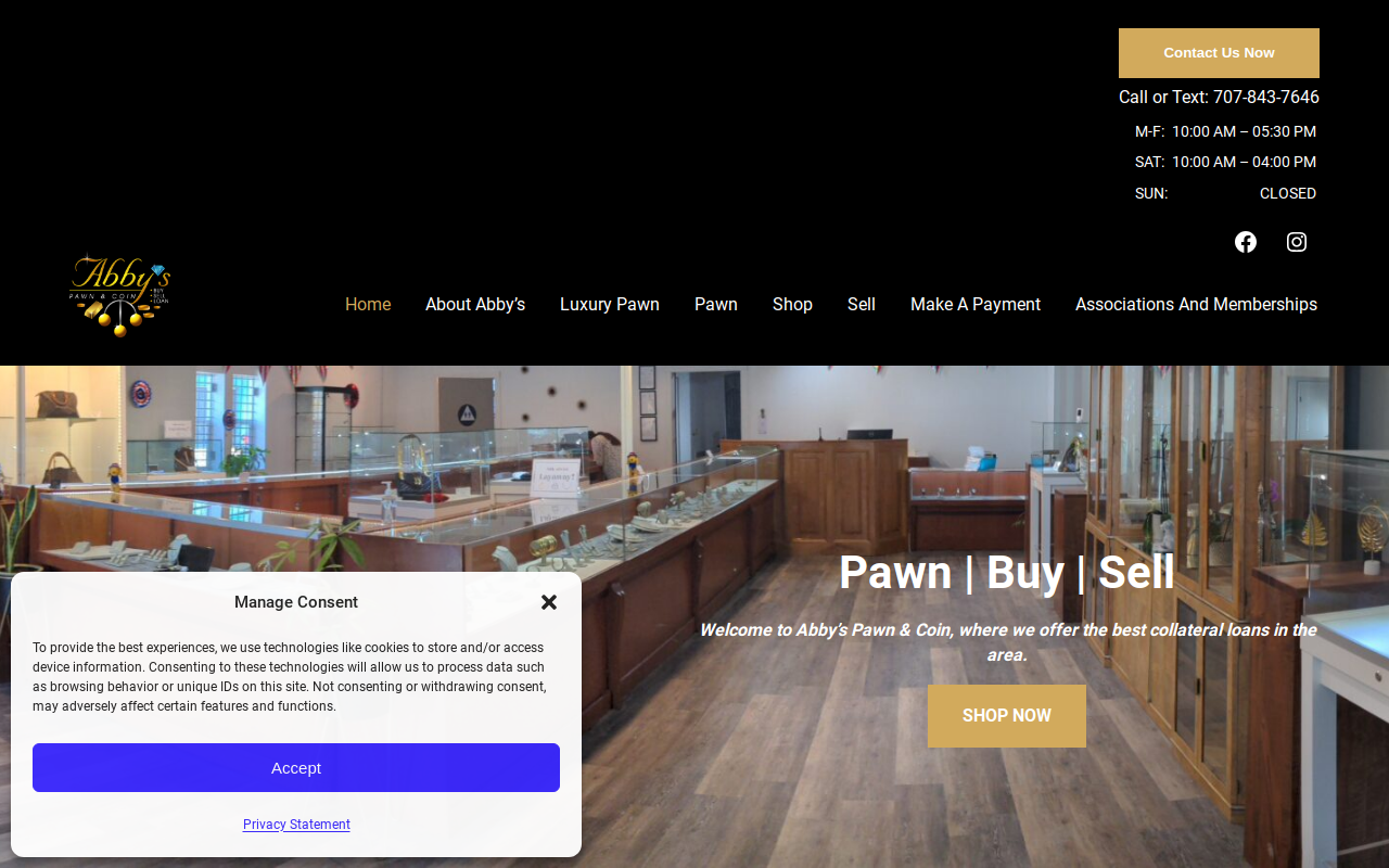 Abby's Pawn & Coin website preview