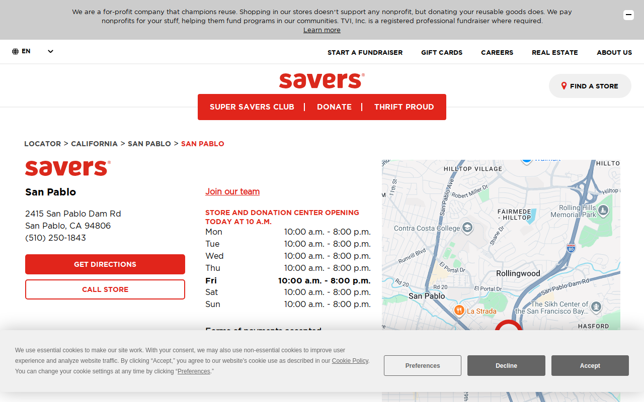 Savers website preview