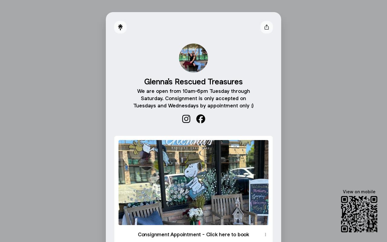 Glenna's Rescued Treasures website preview