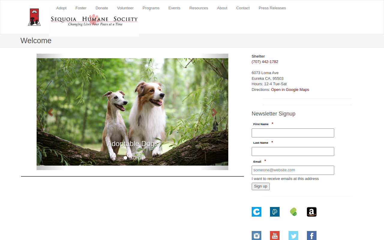 Tailwaggers Thrift Shop website preview