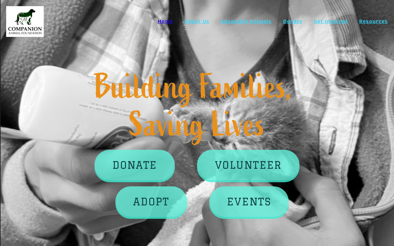 Companion Animal Thrift Store website preview