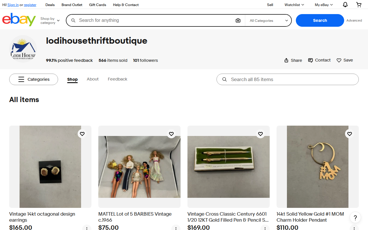 Lodi House Thrift Boutique website preview