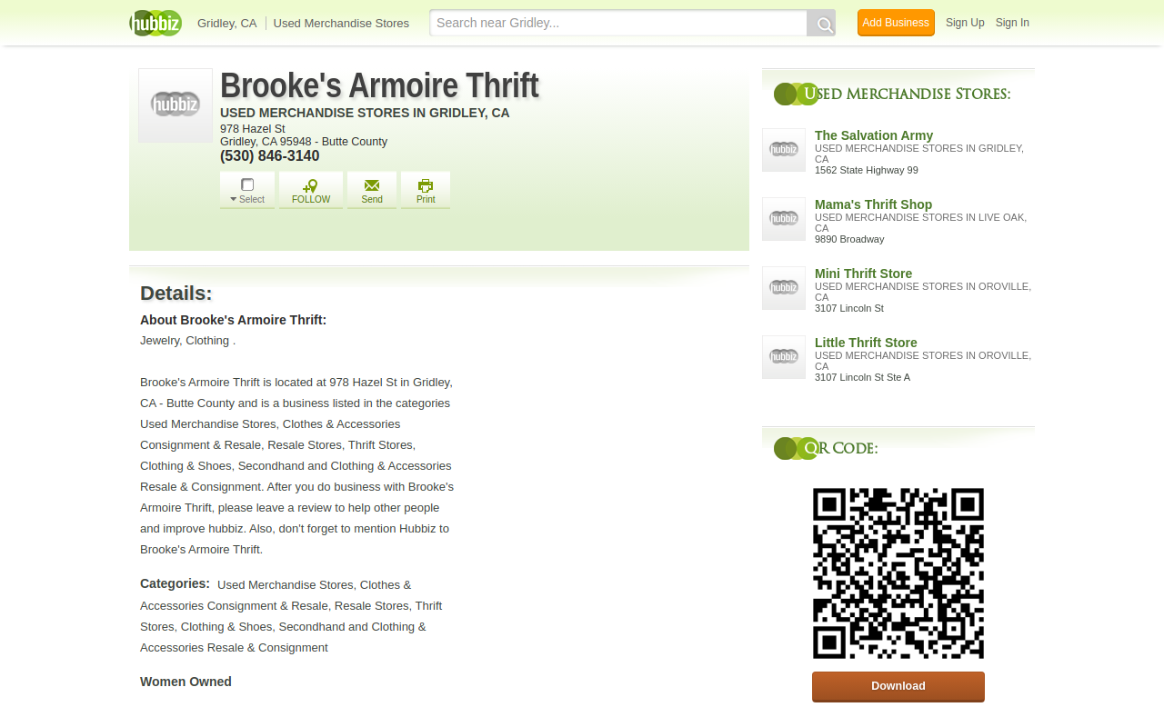 Brooke's Armoire Thrift website preview