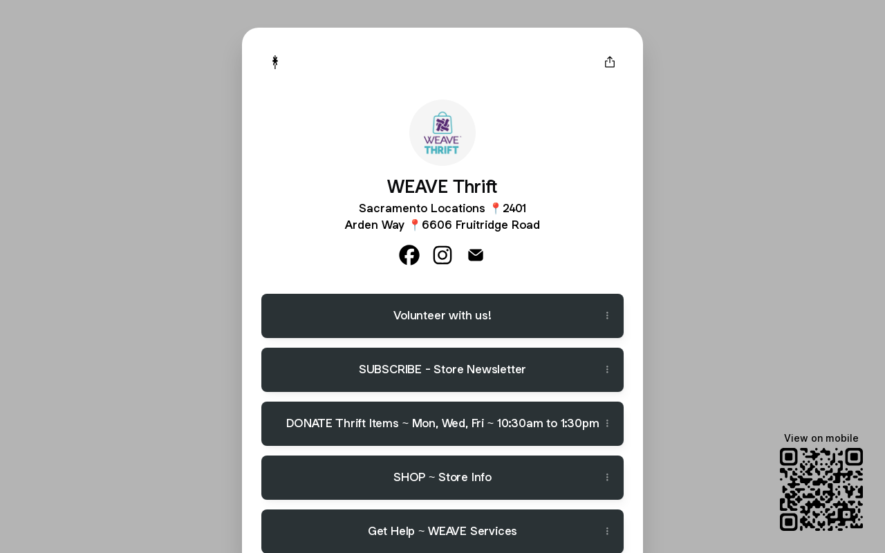 WEAVE Thrift website preview
