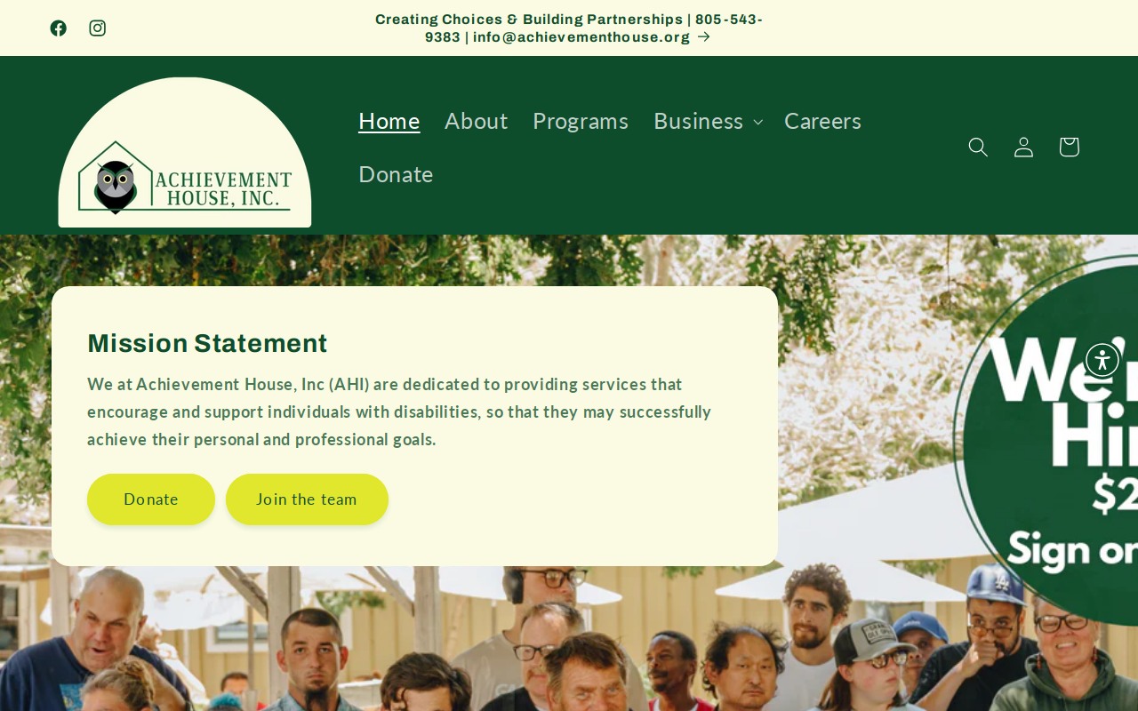 Achievement house website preview