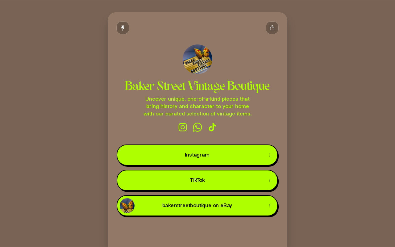 Baker Street Vintage Boutique website preview