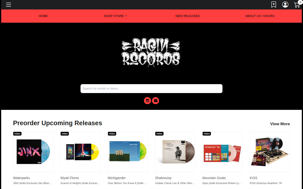 Ragin' Records website preview