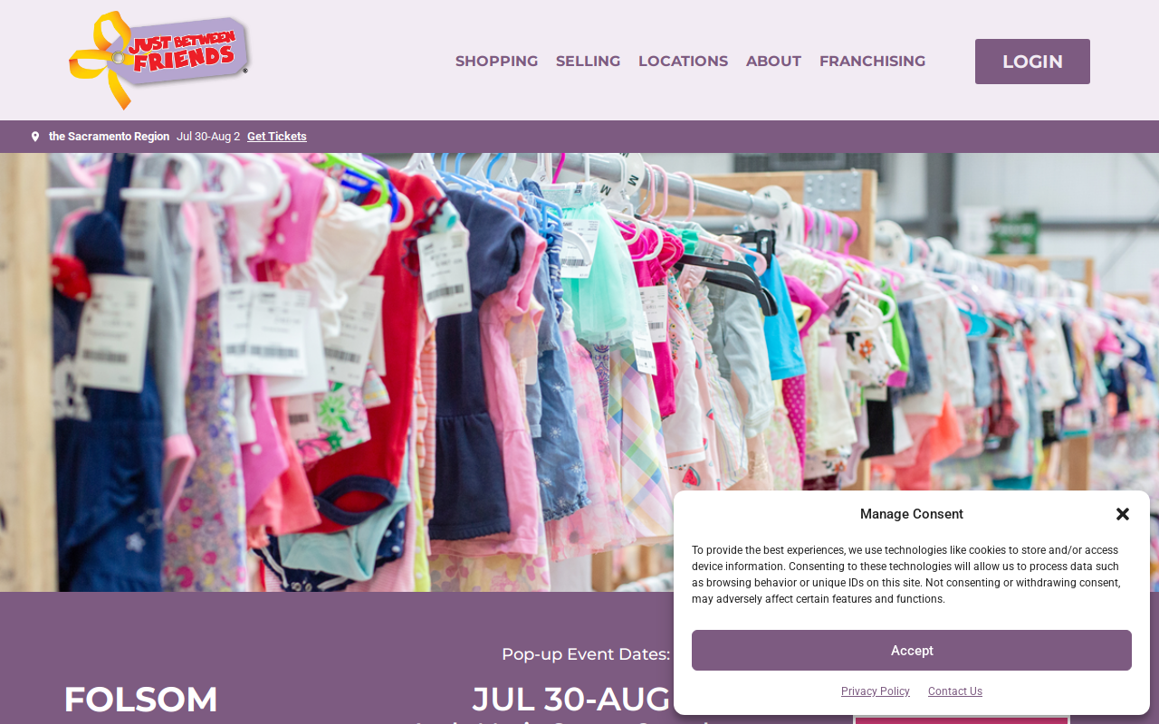 Just Between Friends of Folsom website preview