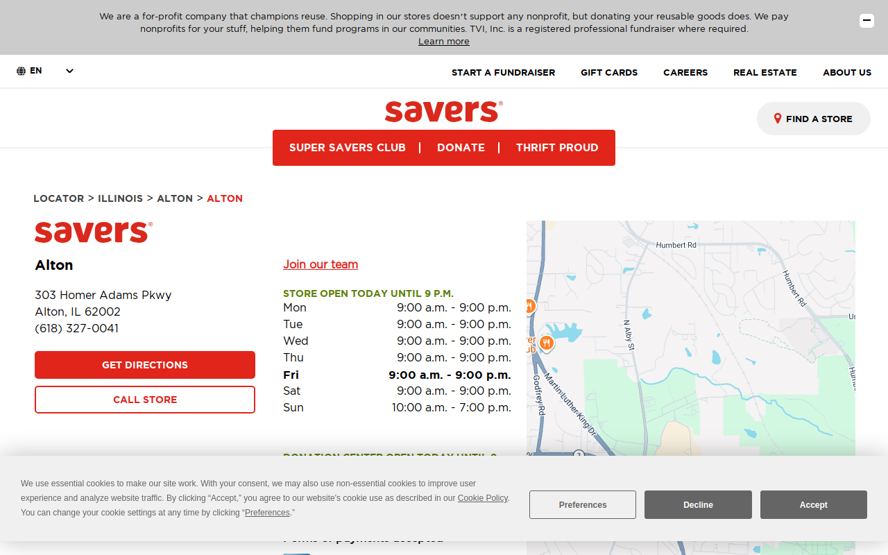Savers website preview
