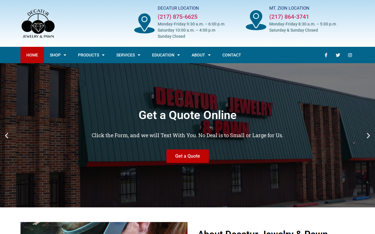 Decatur Jewelry & Pawn website preview
