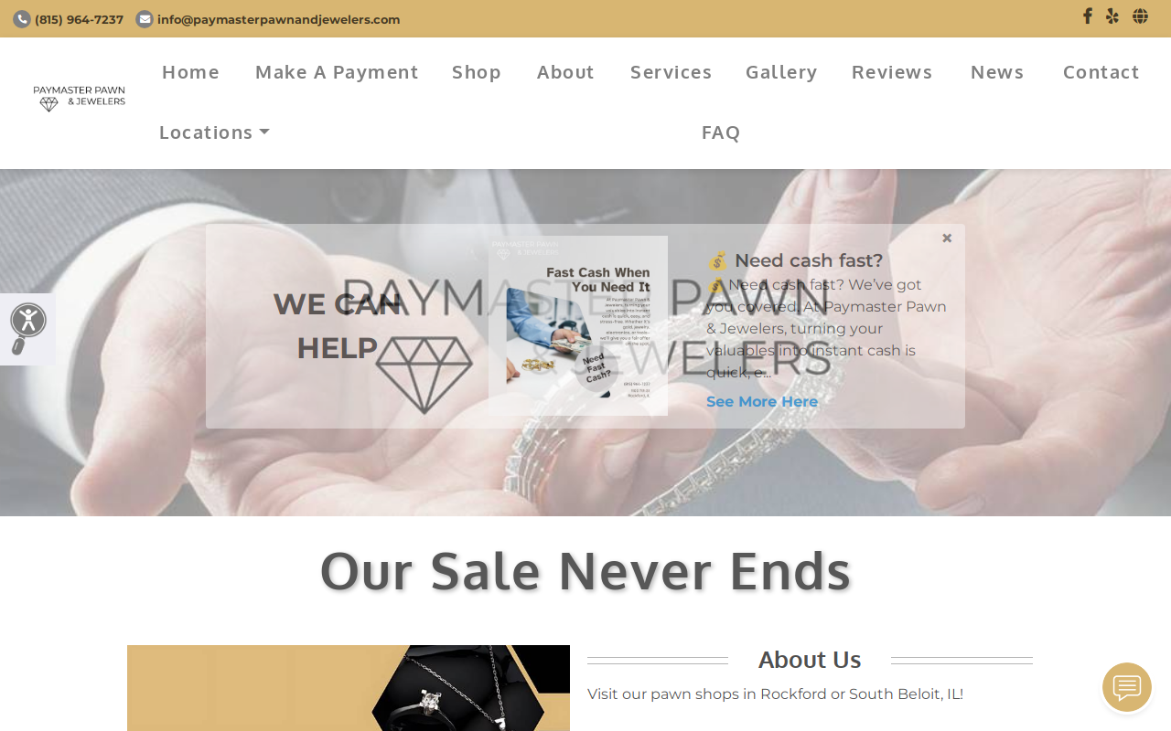 Paymaster Pawn and Jewelers website preview