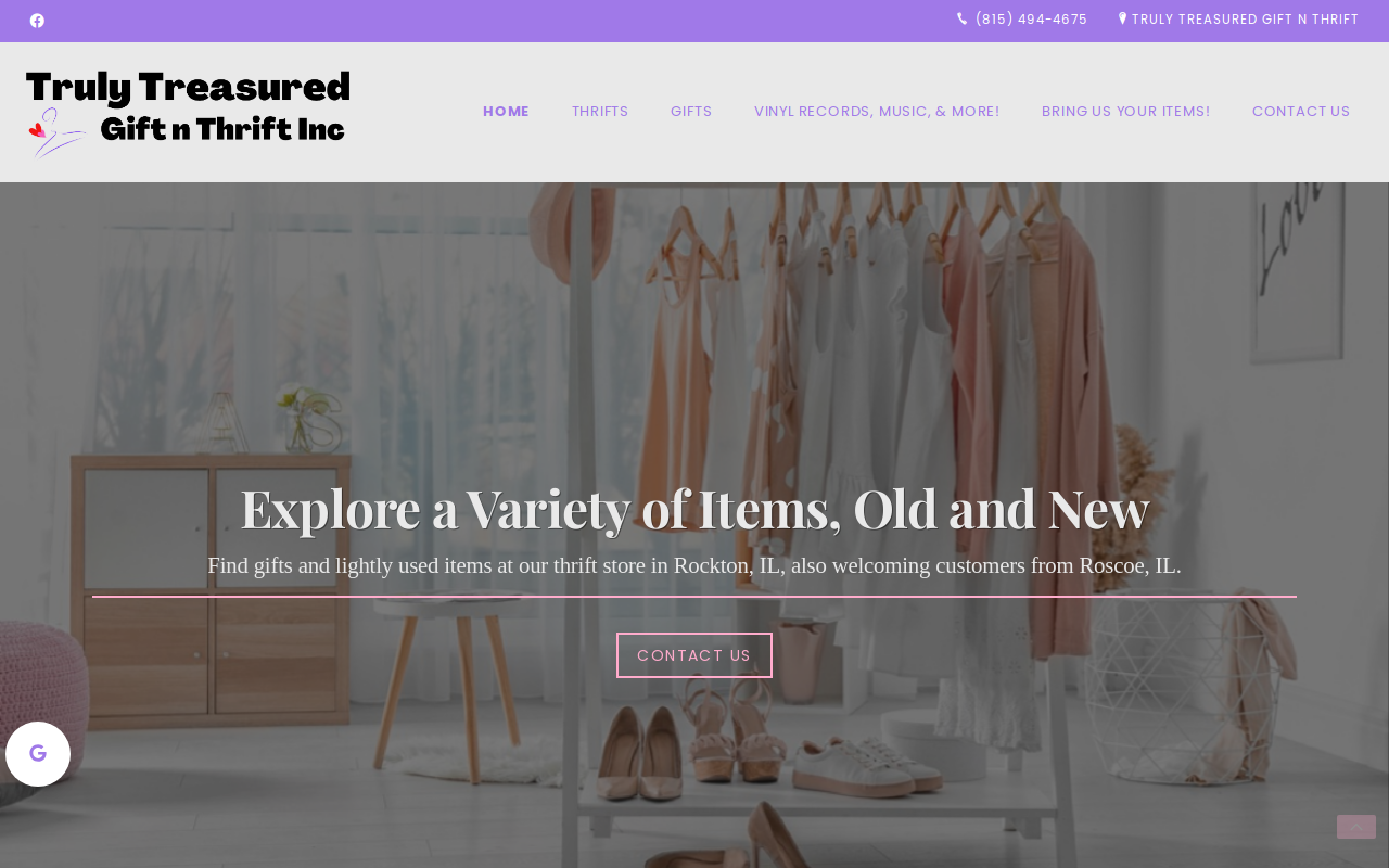 Truly Treasured Gift N Thrift Inc. website preview