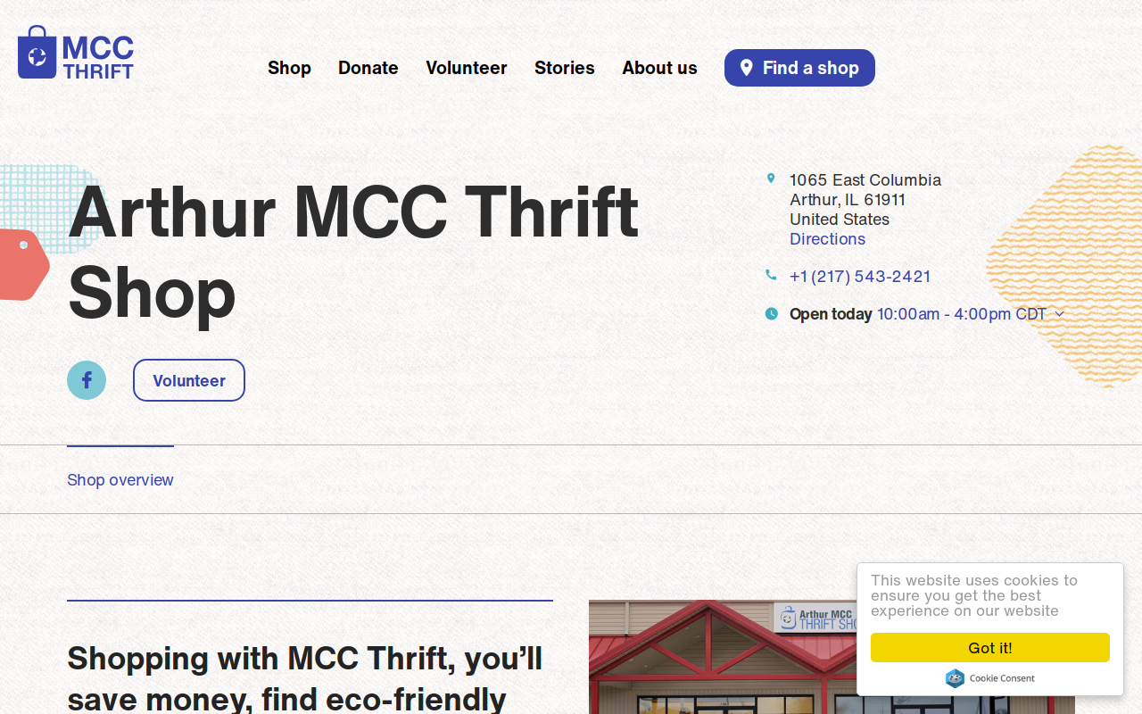 Arthur Mcc Thrift Shop website preview