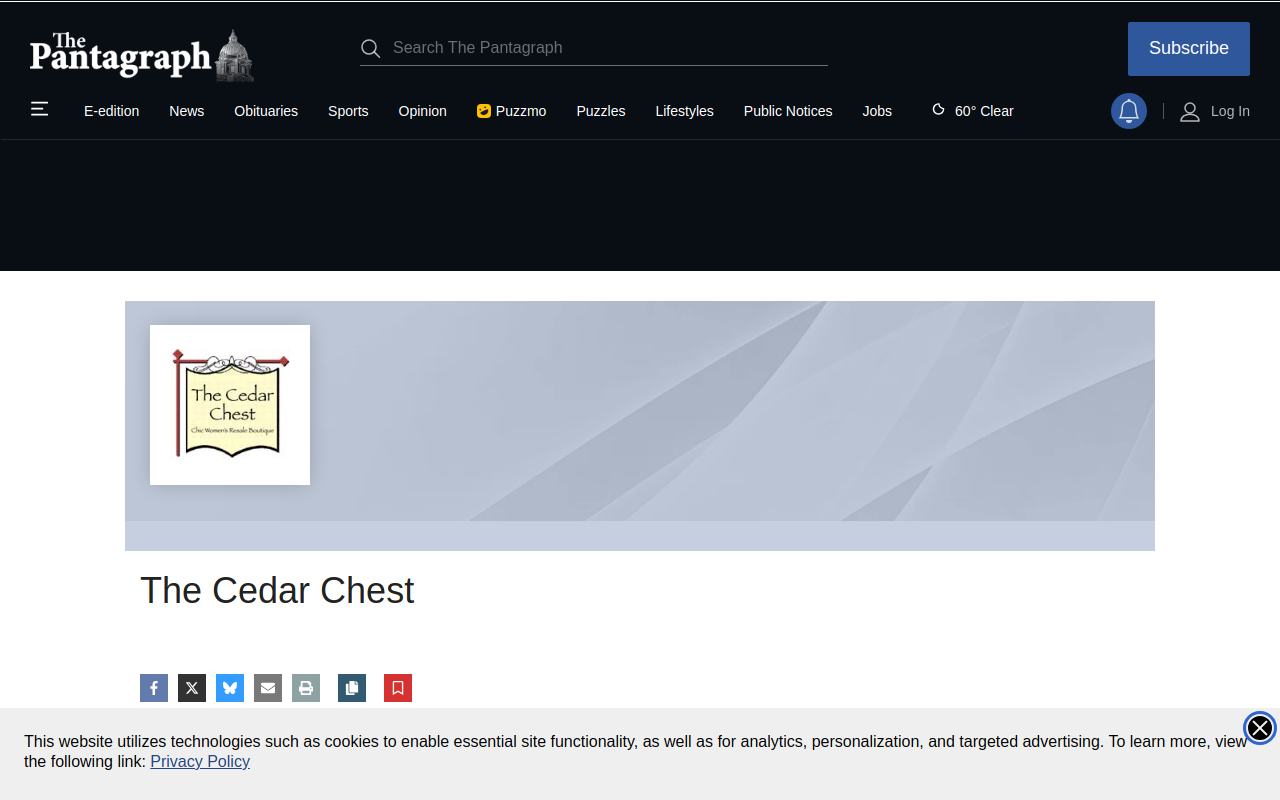 The Cedar Chest website preview