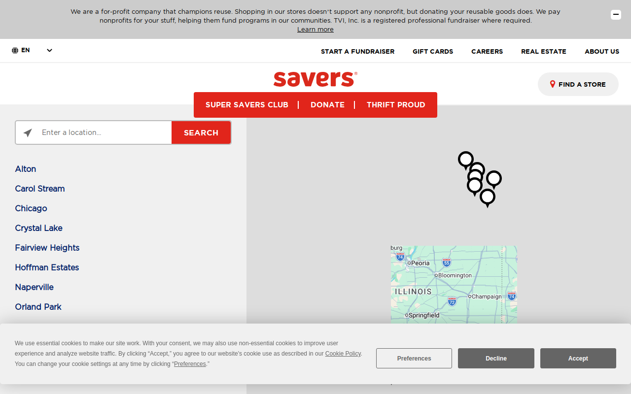 Savers Thrift Store website preview