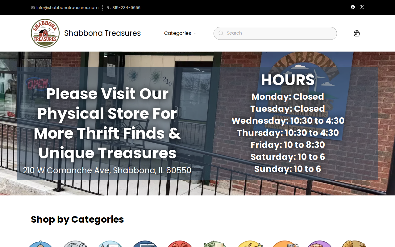 Shabbona Treasures website preview