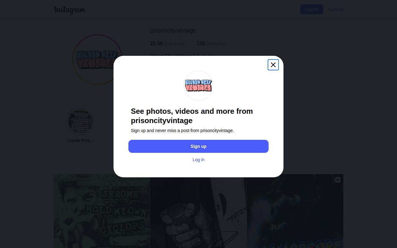 Prison City Vintage website preview