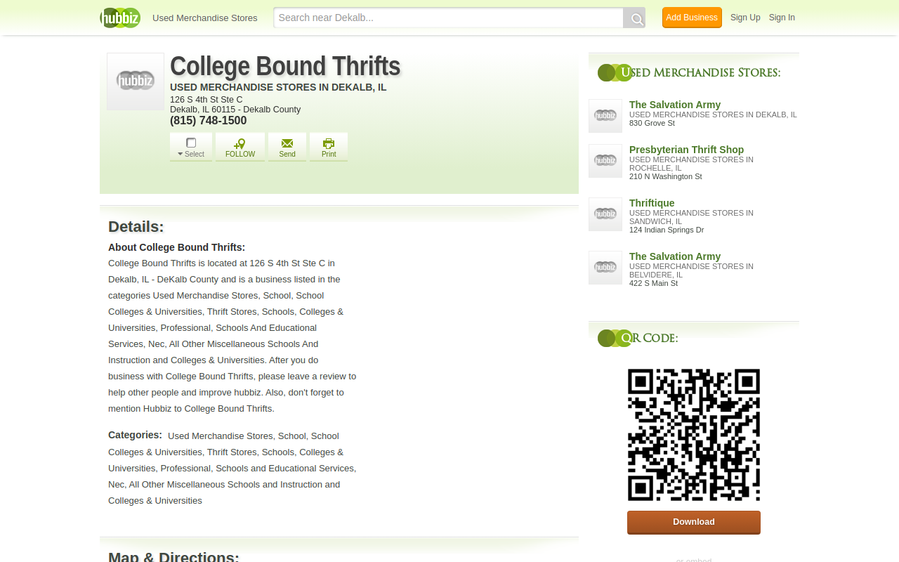 College Bound Thrifts website preview