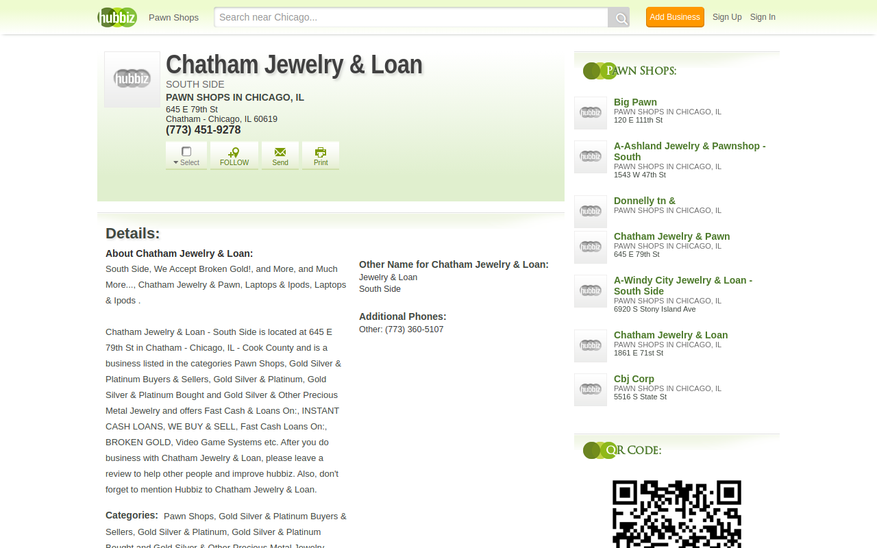 Chatham Jewelry & Loan website preview