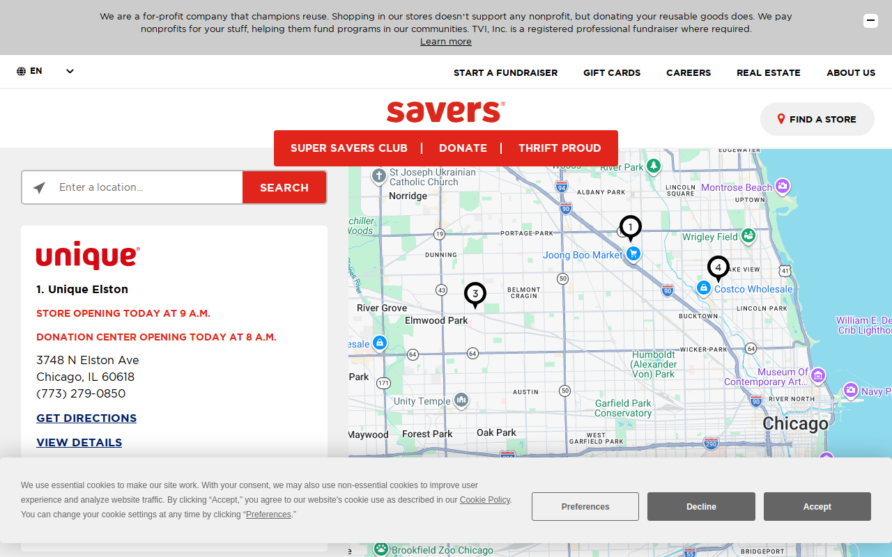 Savers Thrift Store website preview