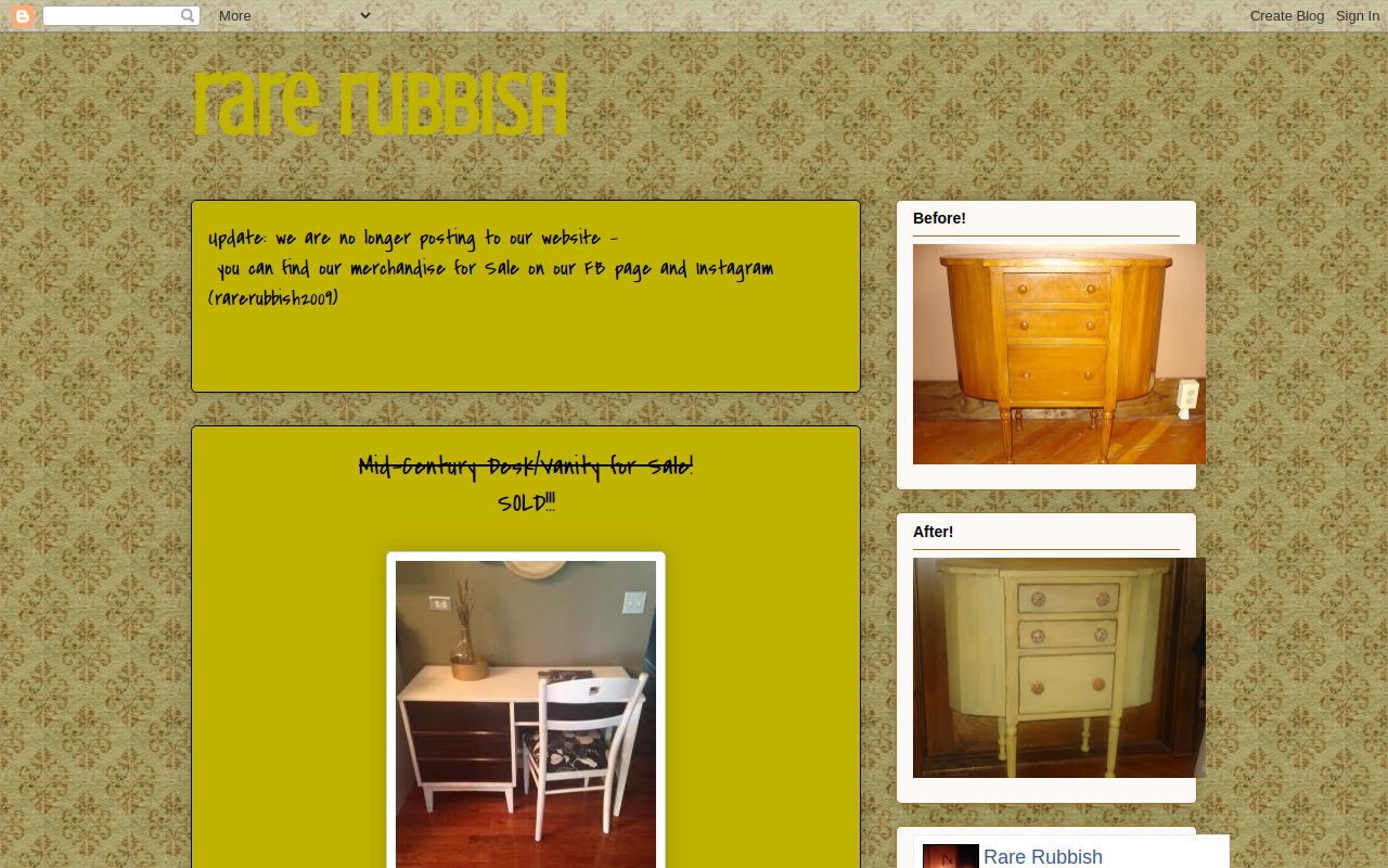 Rare Rubbish website preview