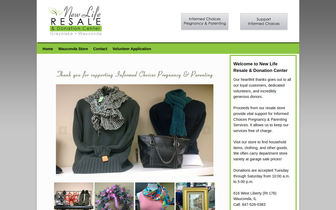 New Life Resale & Donation Center website preview