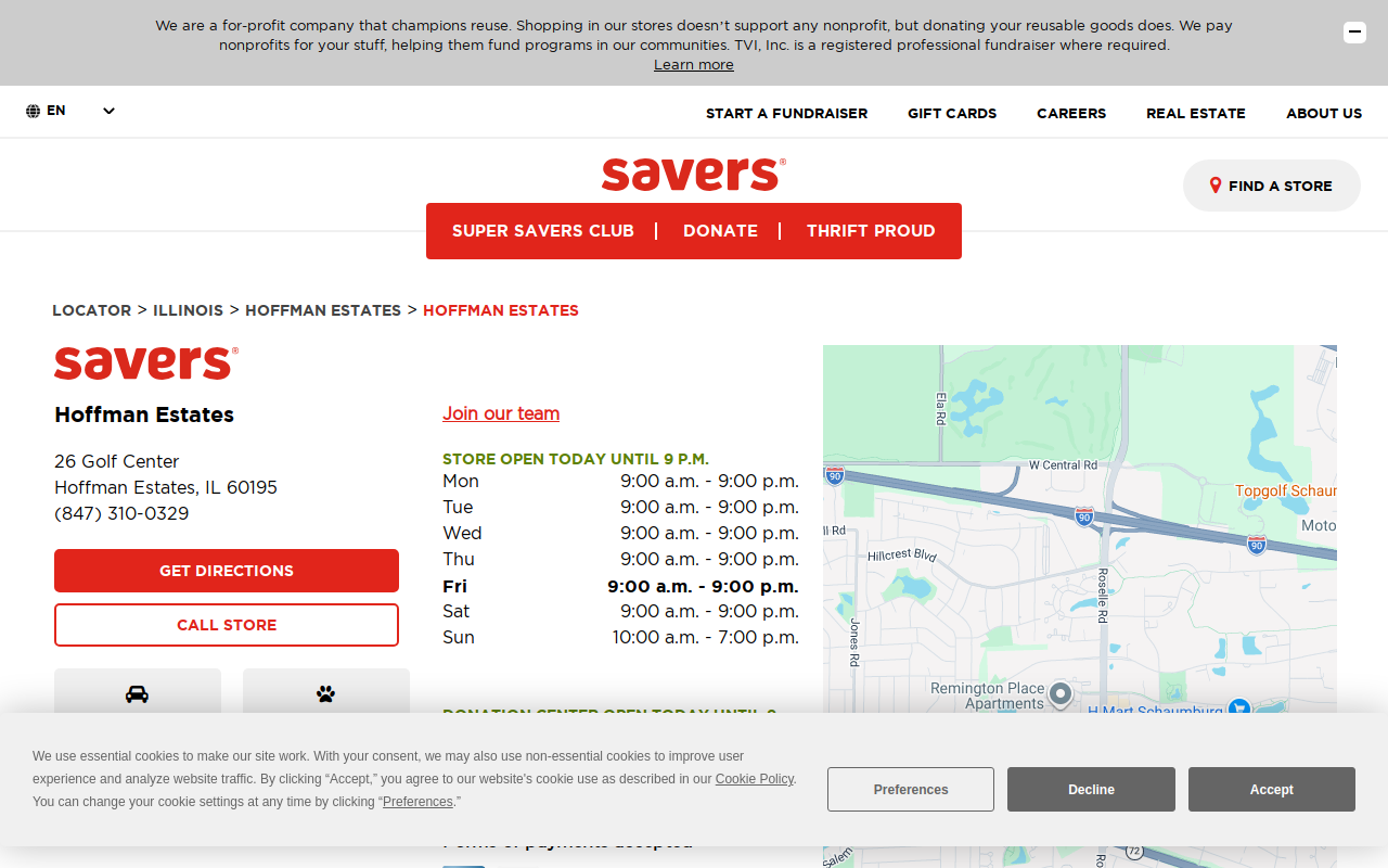 Savers website preview