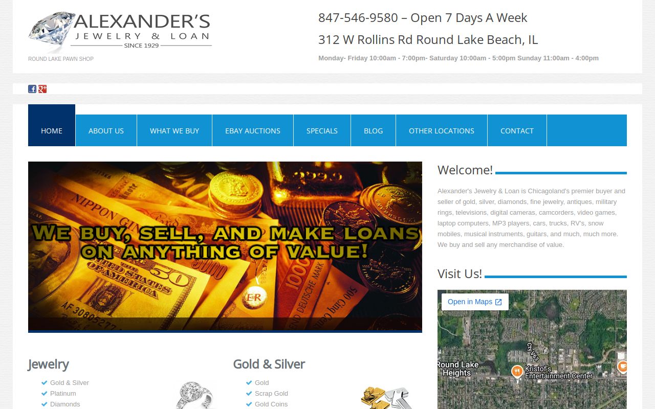 Alexander's Jewelry & Loan website preview