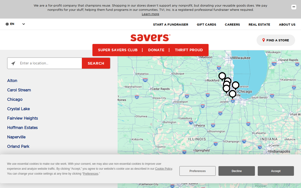 Savers website preview