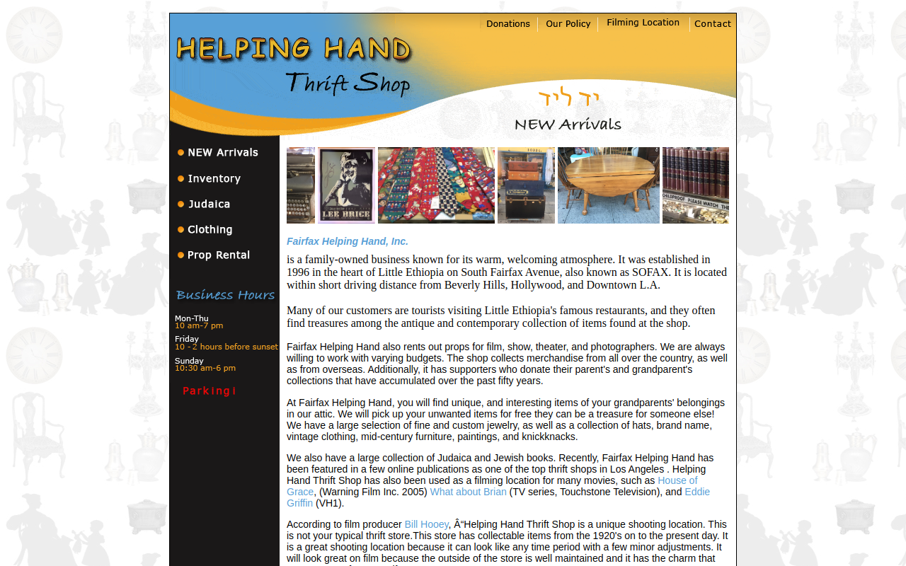 Helping Hand Thrift Shop website preview