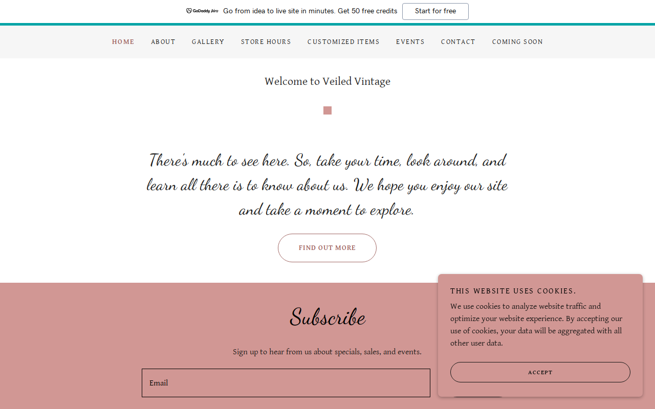 Veiled Vintage website preview