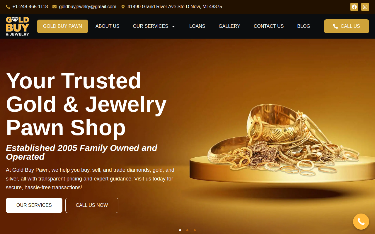 Gold Buy and Jewelry Pawn website preview
