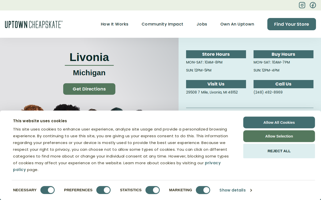 Uptown Cheapskate website preview