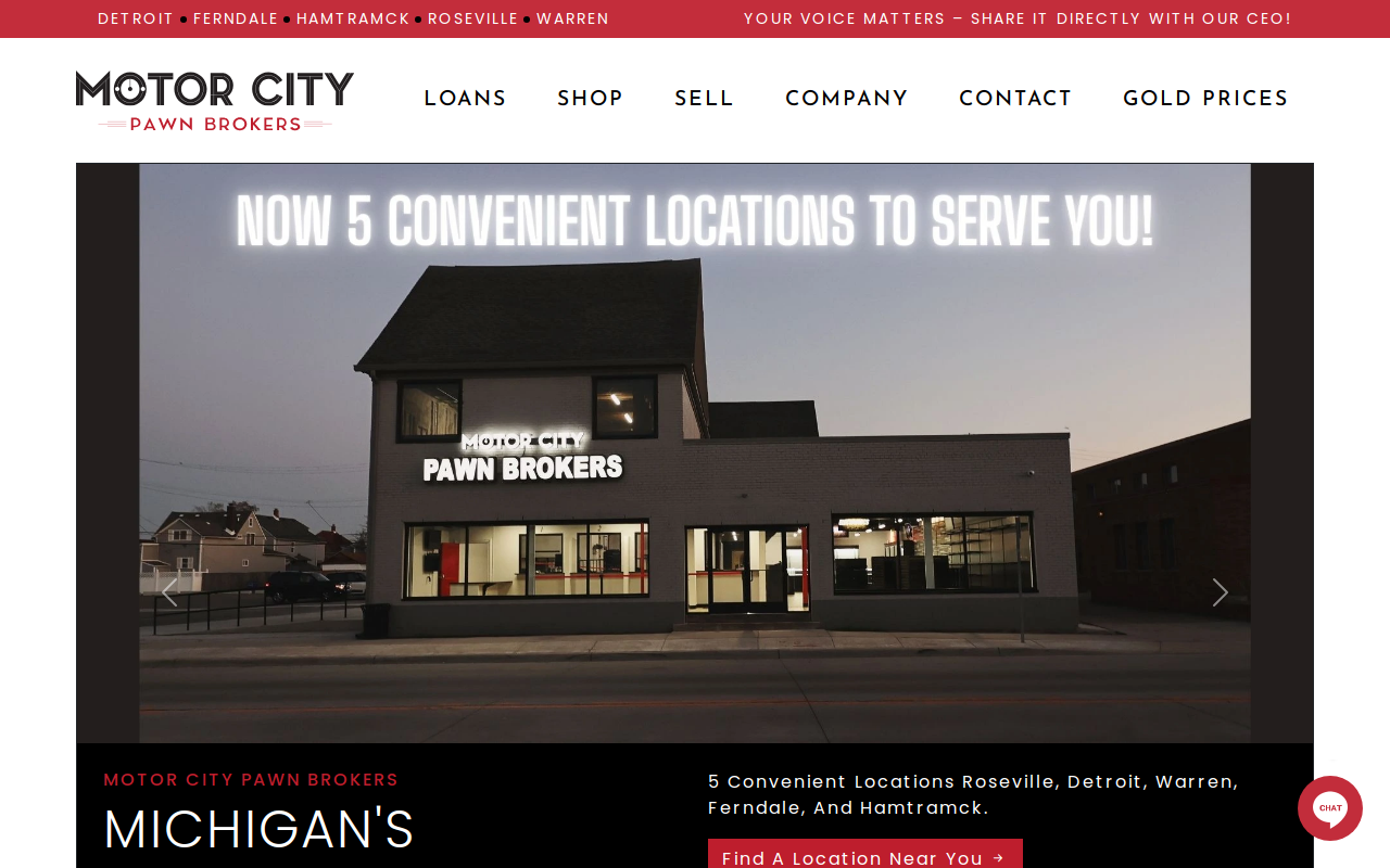 Motor City Pawn Brokers website preview