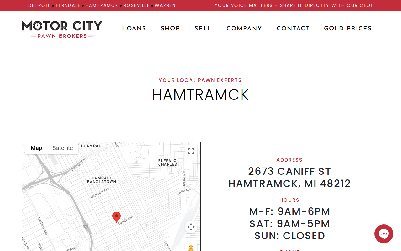 Motor City Pawn Brokers website preview