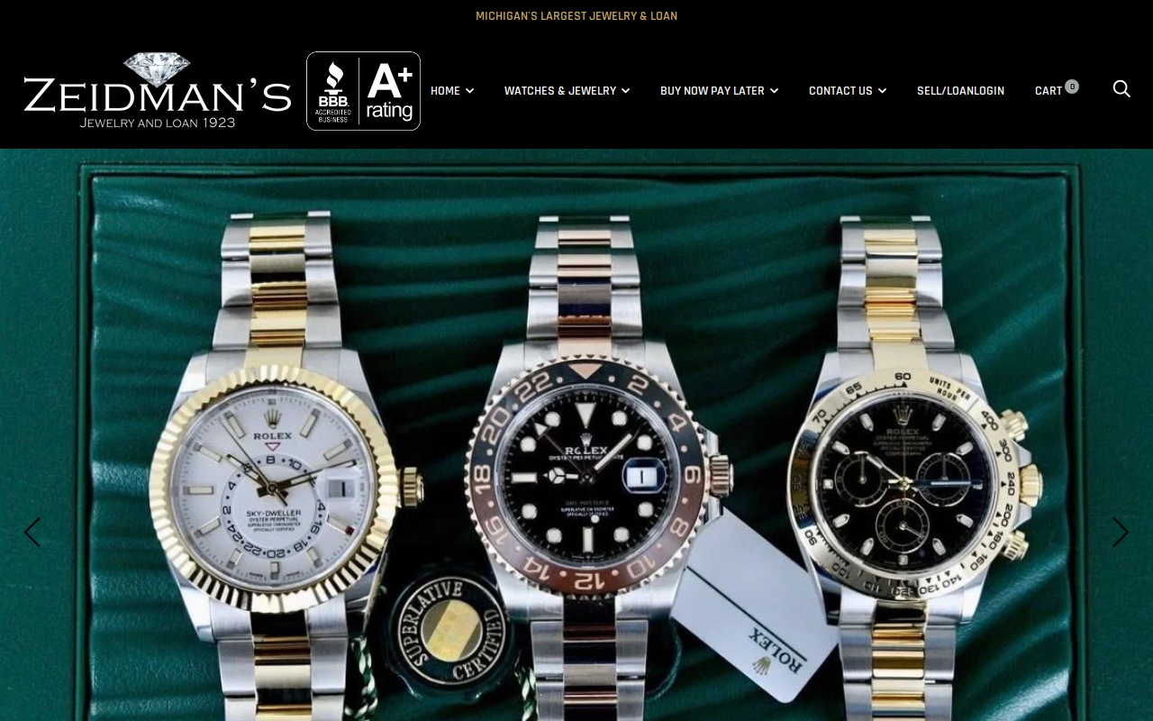 Zeidman's Jewelry And Loan website preview