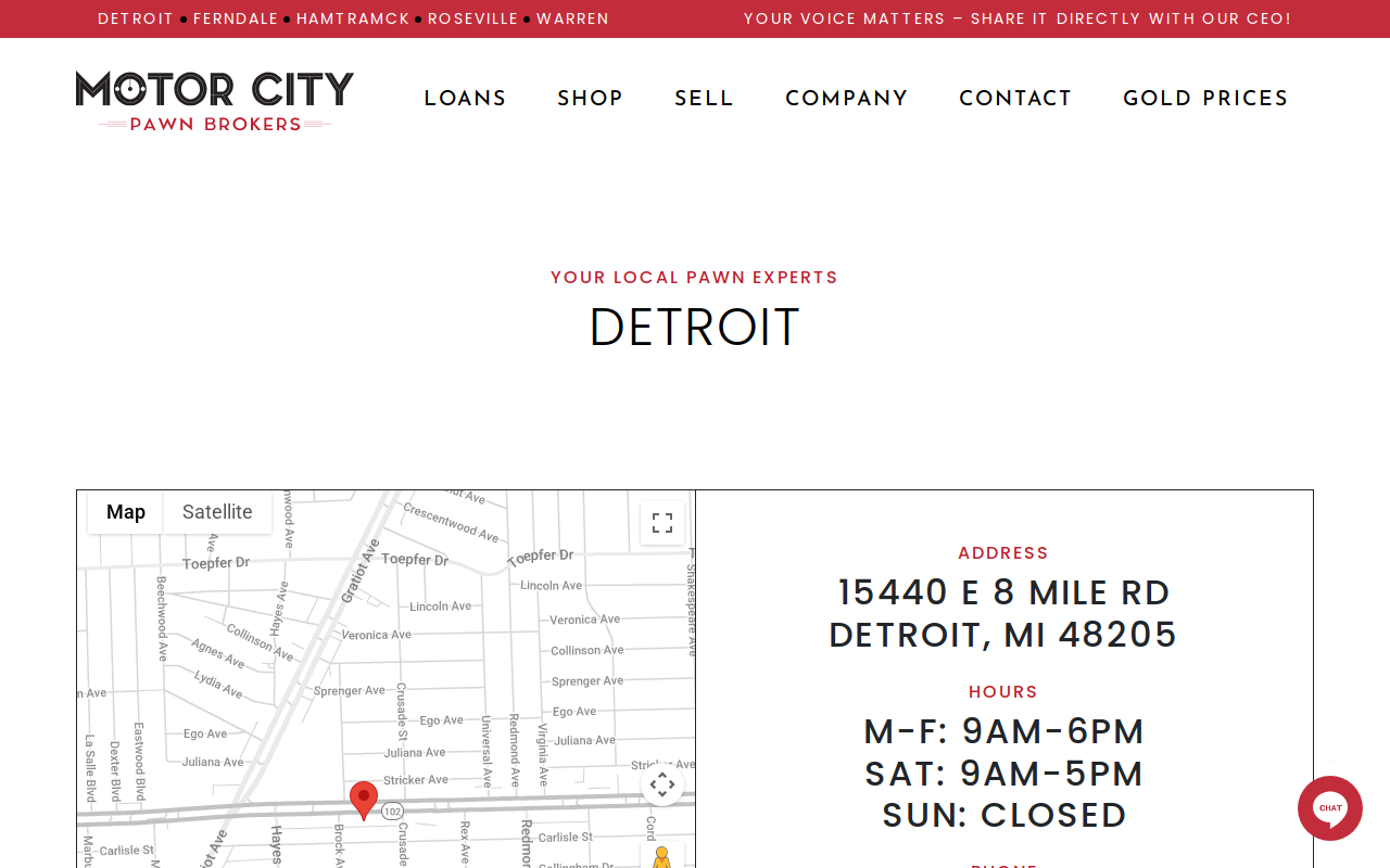 Motor City Pawn Brokers website preview