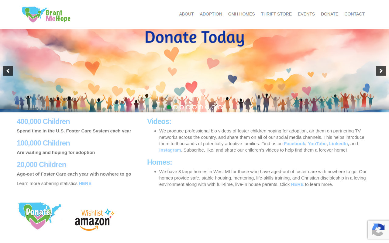 Grant Me Hope Thrift Store website preview