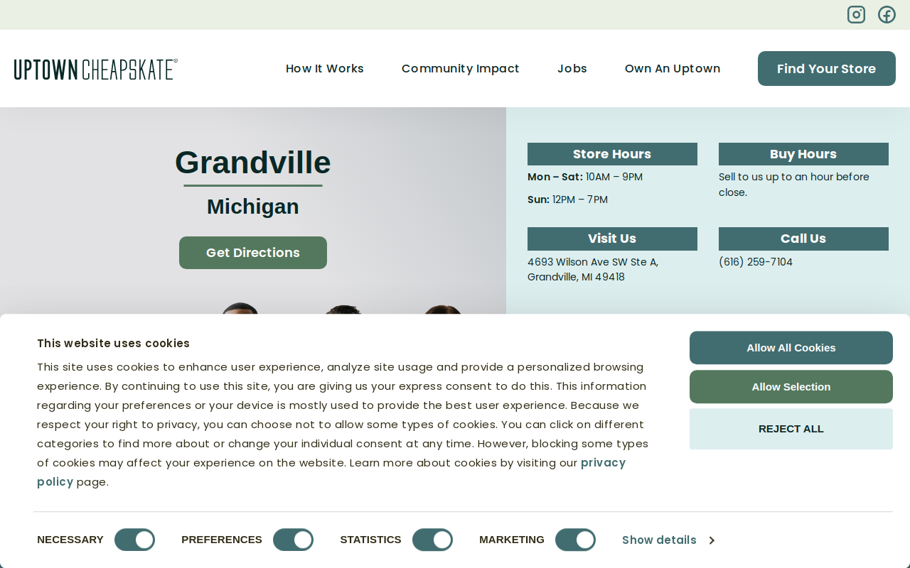 Uptown Cheapskate website preview