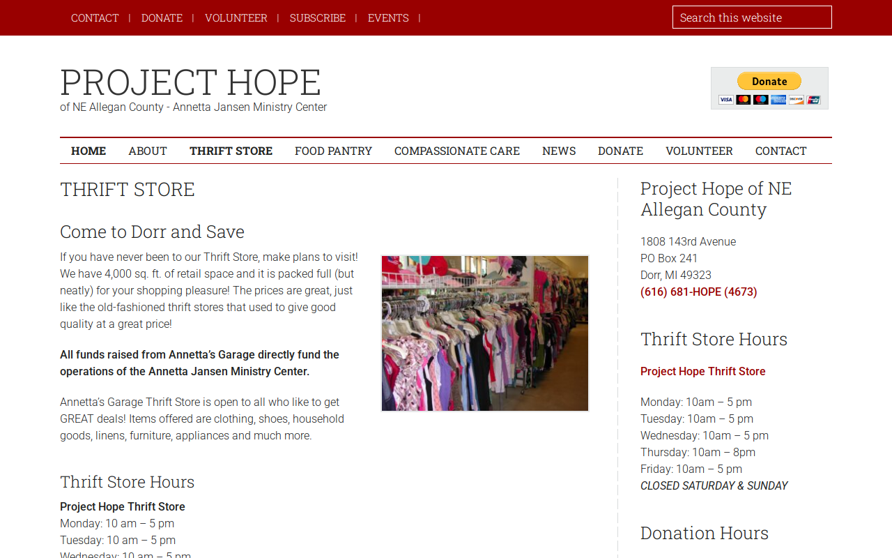 Thrift Store website preview