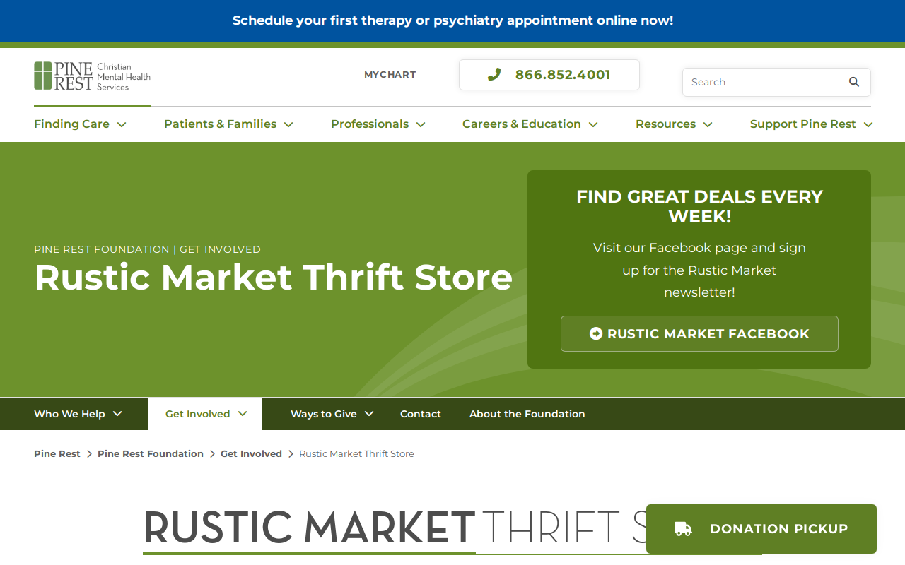 Rustic Market Thrift Store website preview