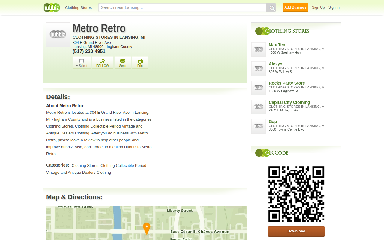 Metro Retro website preview