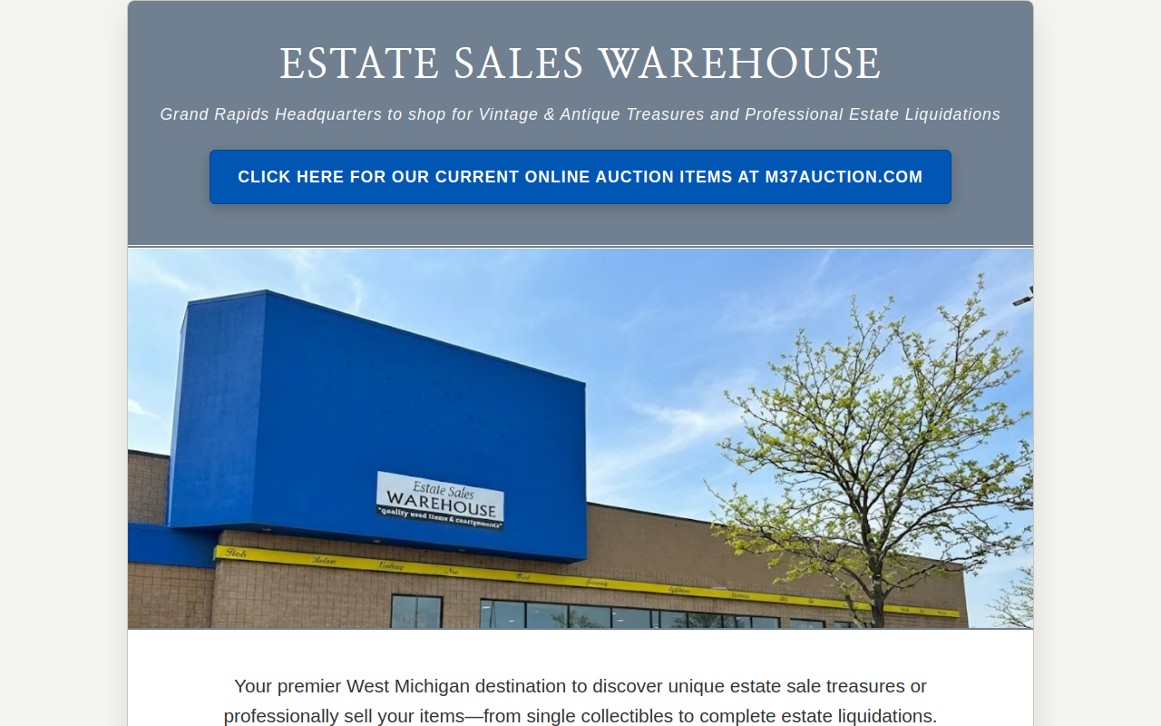 Estate Sales Warehouse website preview