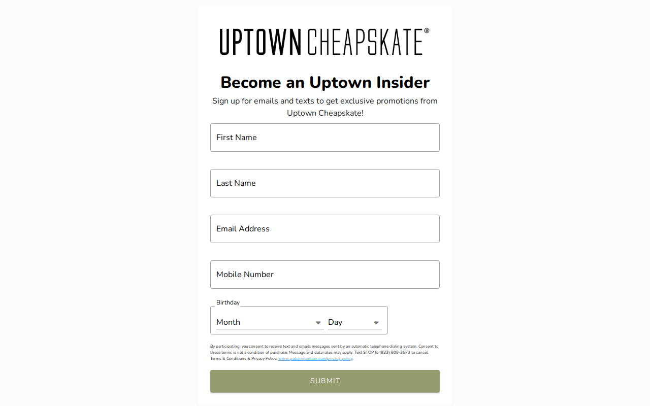 Uptown Cheapskate Muskegon website preview